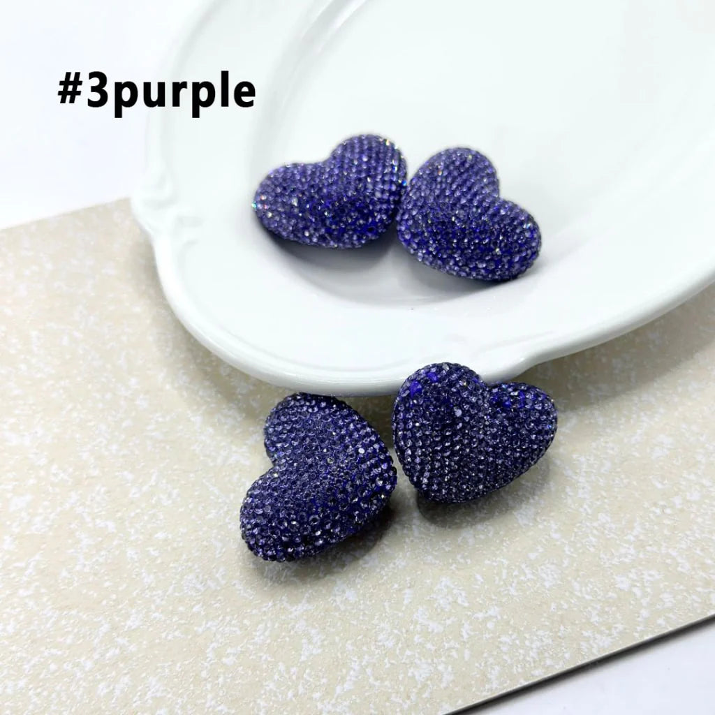 z-Bling Bling Colorful Rhinestones Heart Shape Clay Beads, 28*30MM
