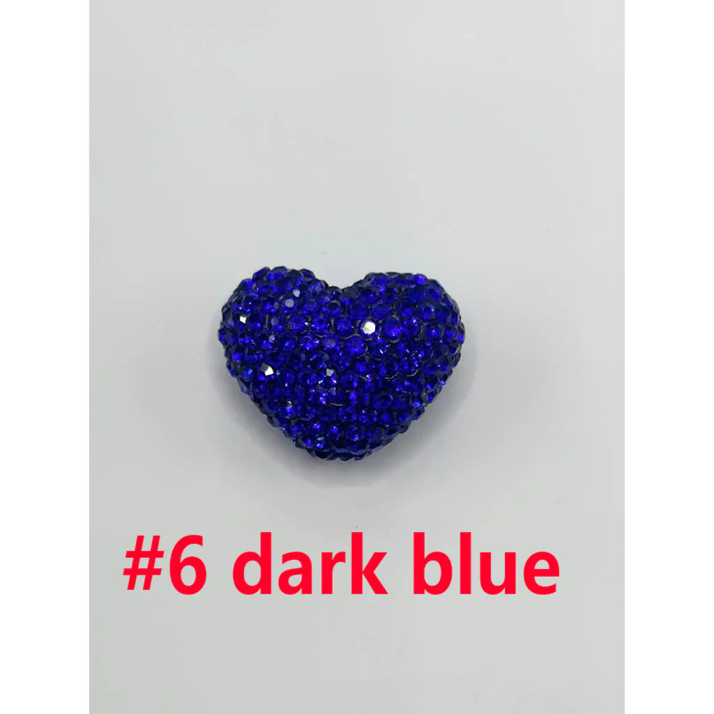 z-Solid Heart Clay Beads with Rhinestones, 18mm by 24mm ZY