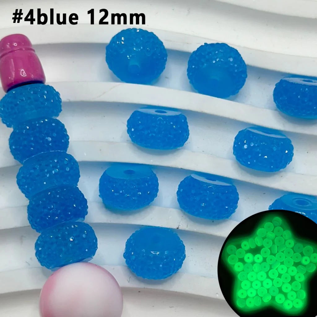 Z-Luminous Colorful Wheel Acrylic Beads with Sugar Spacer Texture on Side, 12mm