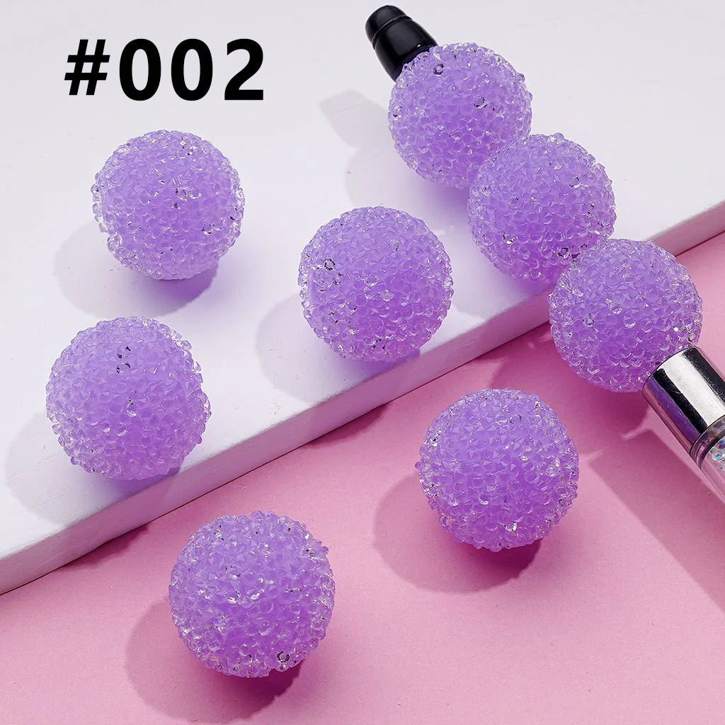 z-Hard Sugar Beads in Solid Colors Clear Rhinestones Candy Round 20mm