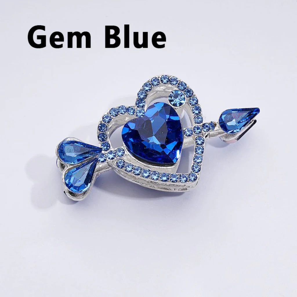 z-Silver Metal Beads Delicate Fancy Heart Arrow Pierces Multi-Color Rhinestones, Around 48*26MM