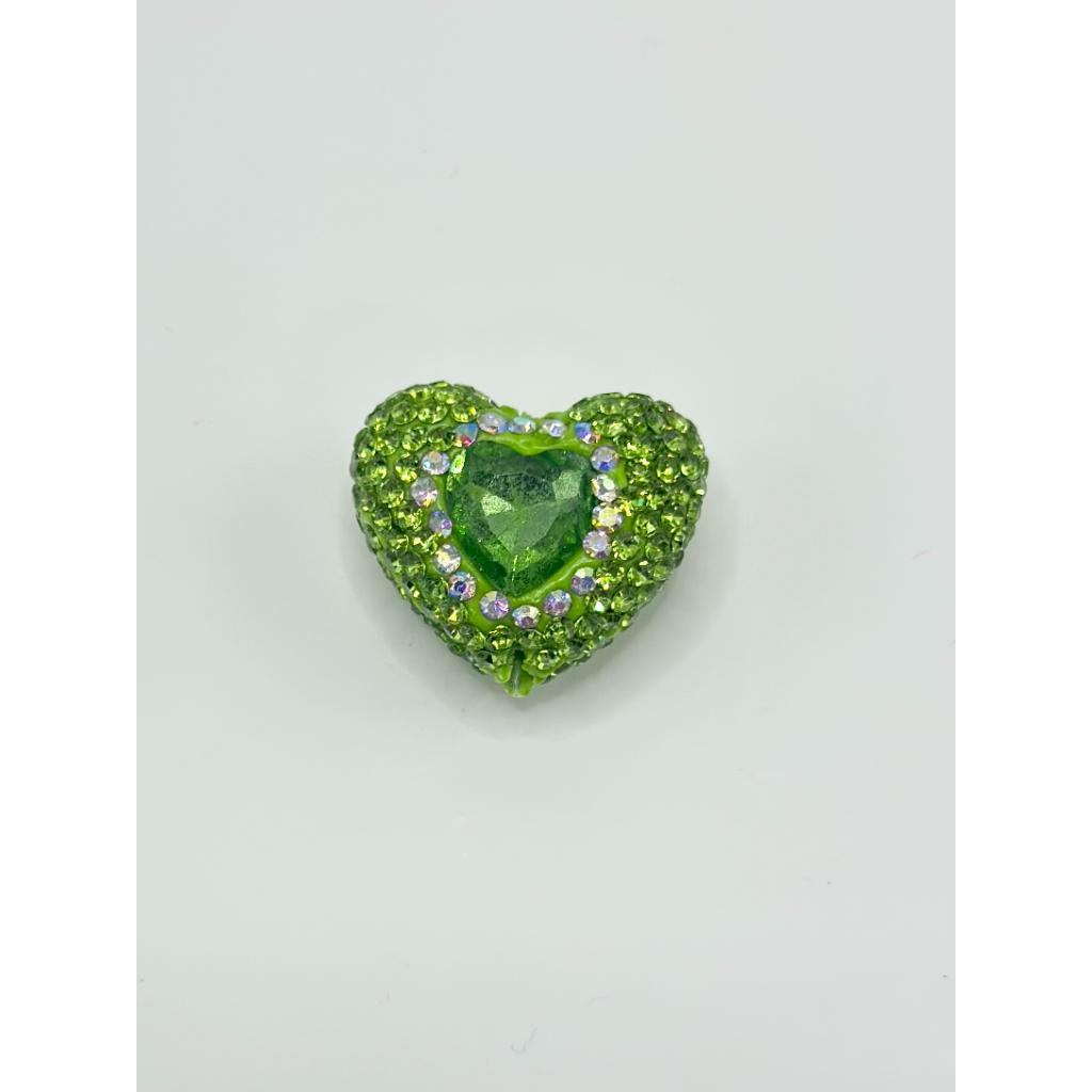 z-Bling Bling Sparkling Heart Clay Beads with Colorful Rhinestones, 20mm by 26mm
