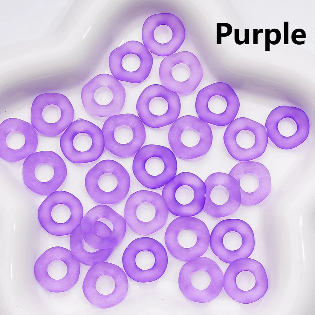 z-Multi-Color Translucent Frosted Large Hole Wavy Shape Acrylic Spacer Beads, 16MM (Single Color is only available for 500pcs(Whole bag))