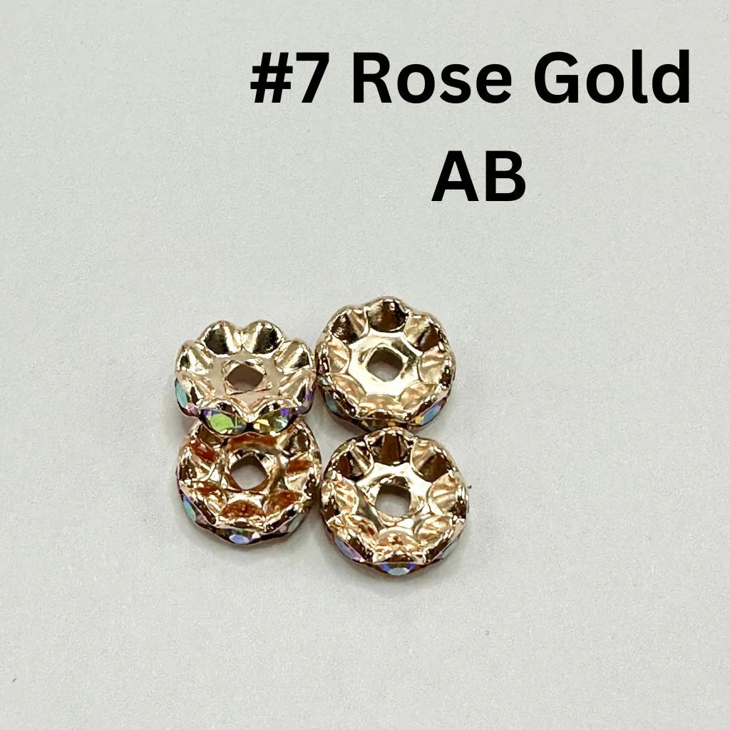 z-Crimp Beads, Metal Wavy Shape Spacers with Rhinestones in Solid Colors, 10mm