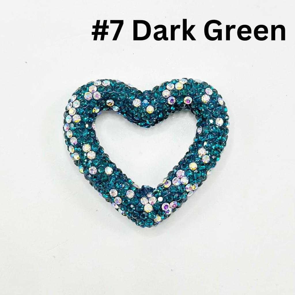 z-Bling Bling Heart Frame Clay Beads with Rhinestones, 48MM by 42MM