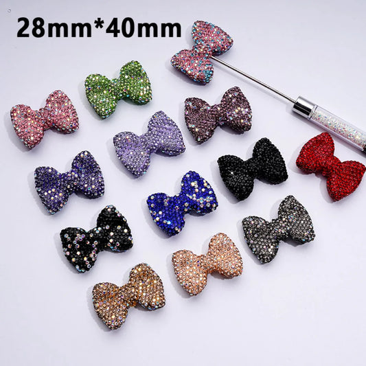 z-Bling Bling Multi-Color Bowtie Clay Beads with Shiny Rhinestones, 28*40MM