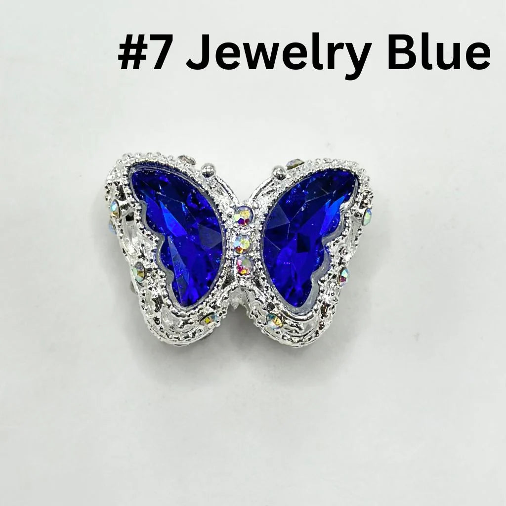 z-Multi Color Metal Beads with Fancy Alloy Hollow Sparkling Rhinestone Butterfly, 20MM by 28MM