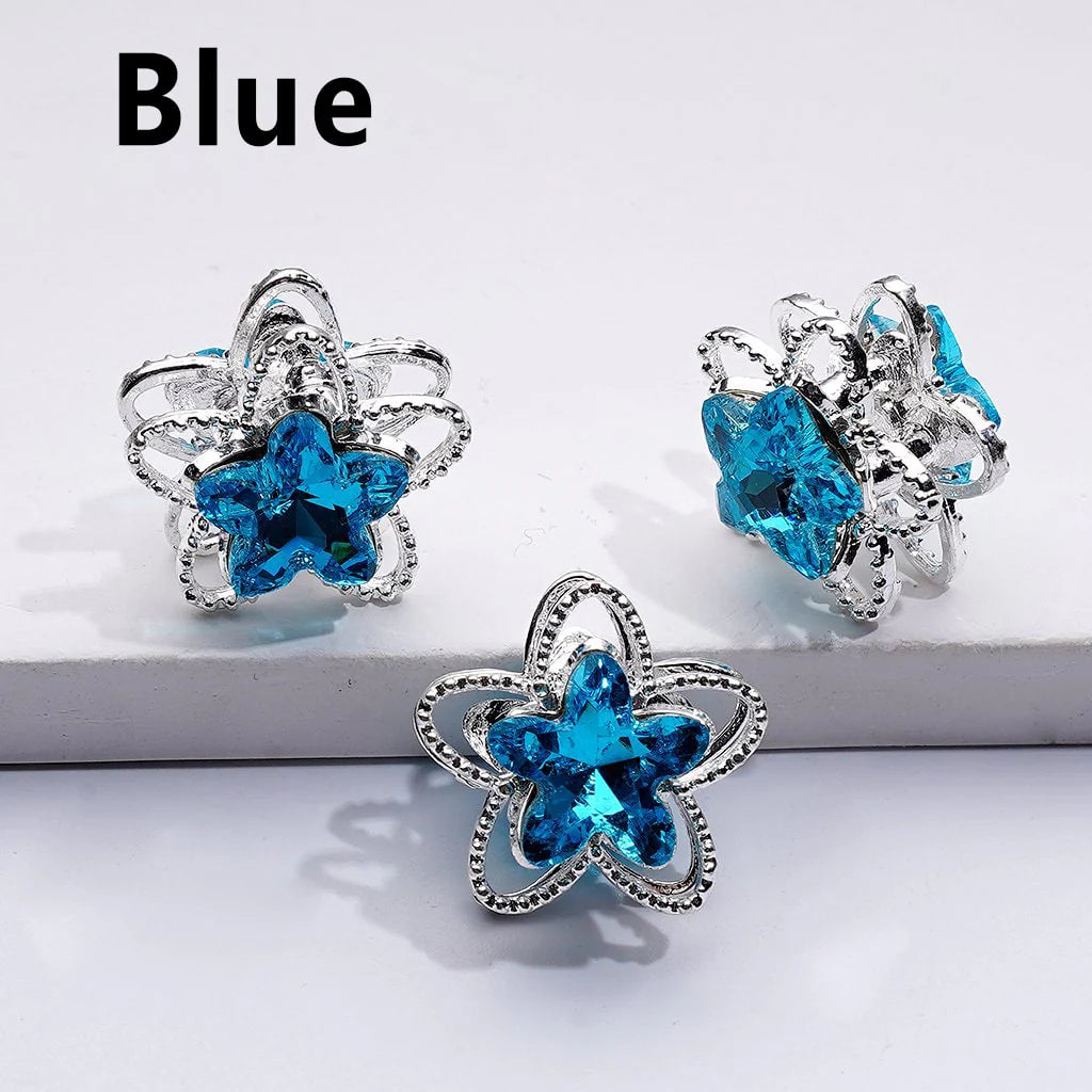 z-Exquisite Fancy Silver Alloy Five-petaled Flower Bead with Multi-Color Shiny Rhinestones, Around 19MM