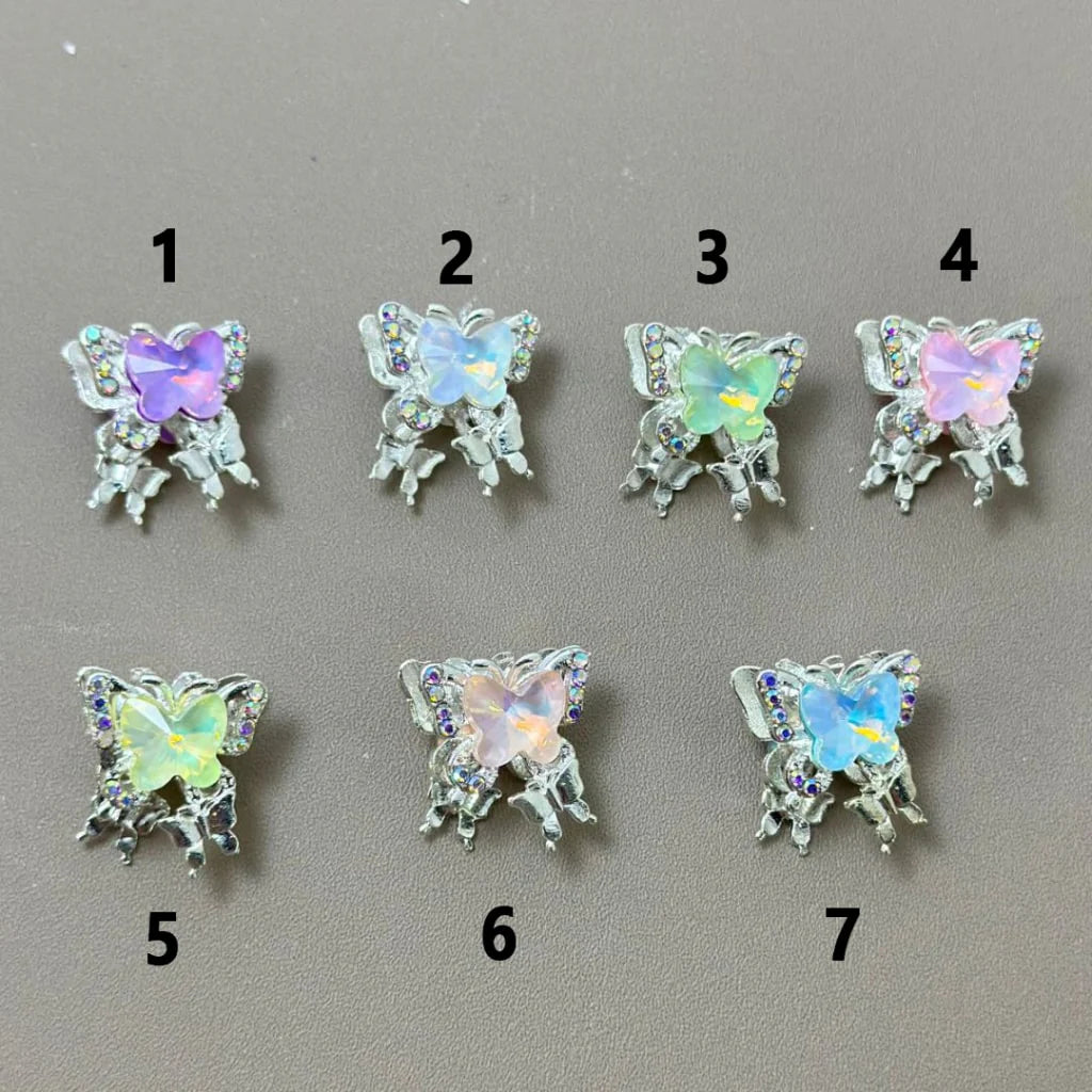 z-Silver Metal Beads Exquisite Butterfly with AB Mini Rhinestones & Macaron Color Butterfly Diamond 15×18MM Please Read the Description