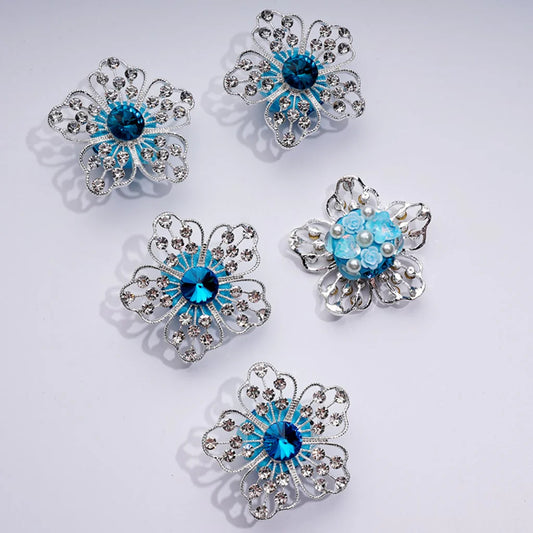 z-Bling Bling Fancy Silver Alloy Flowers with Mini Clear & Colorful Rhinestones Cute Hearts Butterflies Flowers White Pearls Clay Beads, Around 48MM