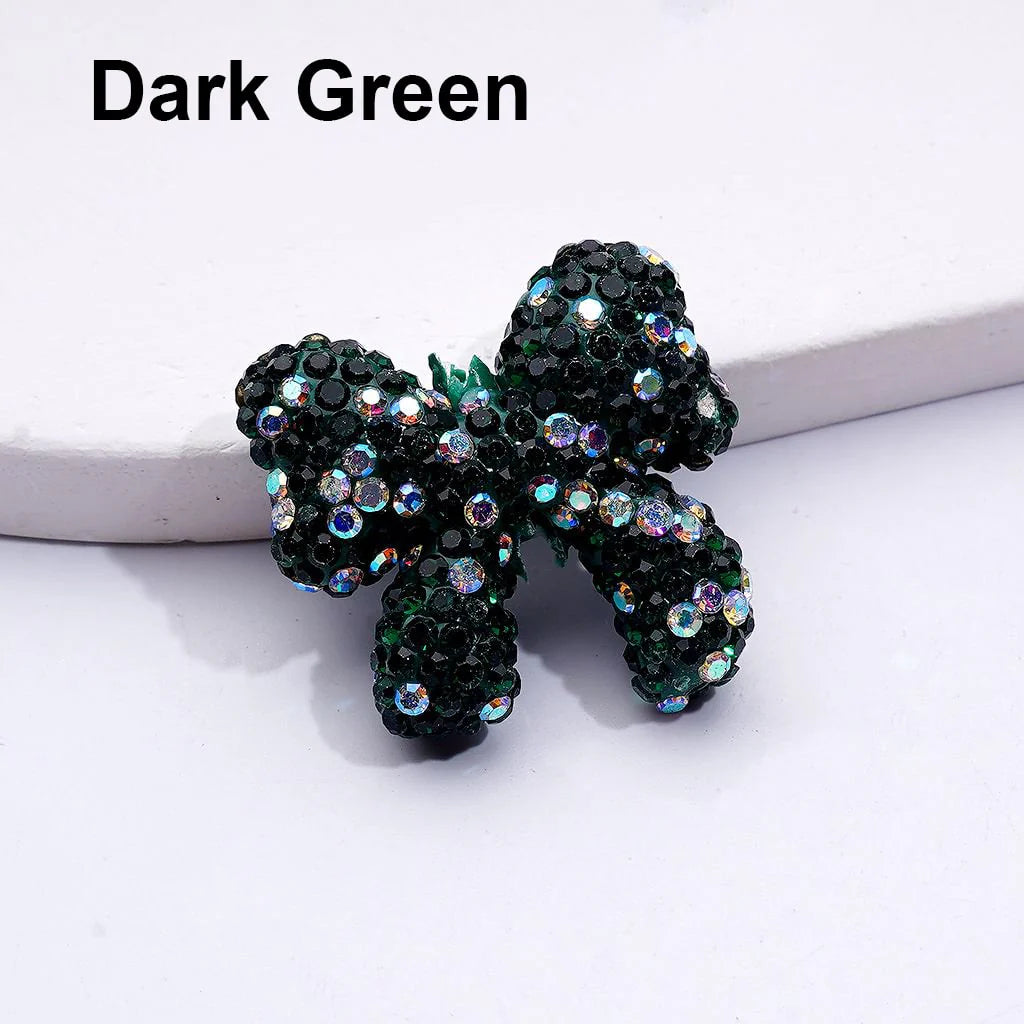 z-Multi-Color Cute Bowtie with AB Rhinestones Clay Beads, 24*26MM, Random Mix
