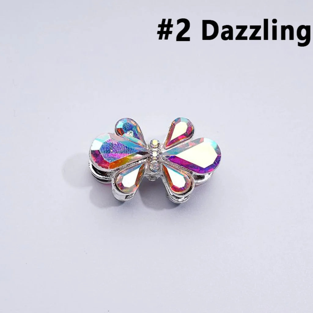 z-Silver Metal Beads Delicate AB Rhinestones and Fancy Colorful Bowtie Flower, 28×18MM