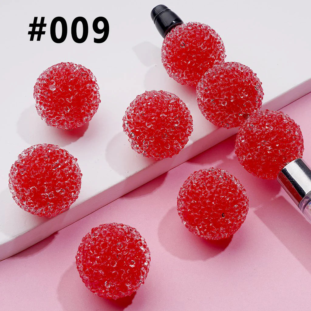 z-Hard Sugar Beads in Solid Colors Clear Rhinestones Candy Round 20mm