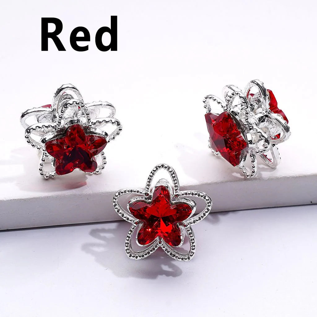 z-Exquisite Fancy Silver Alloy Five-petaled Flower Bead with Multi-Color Shiny Rhinestones, Around 19MM