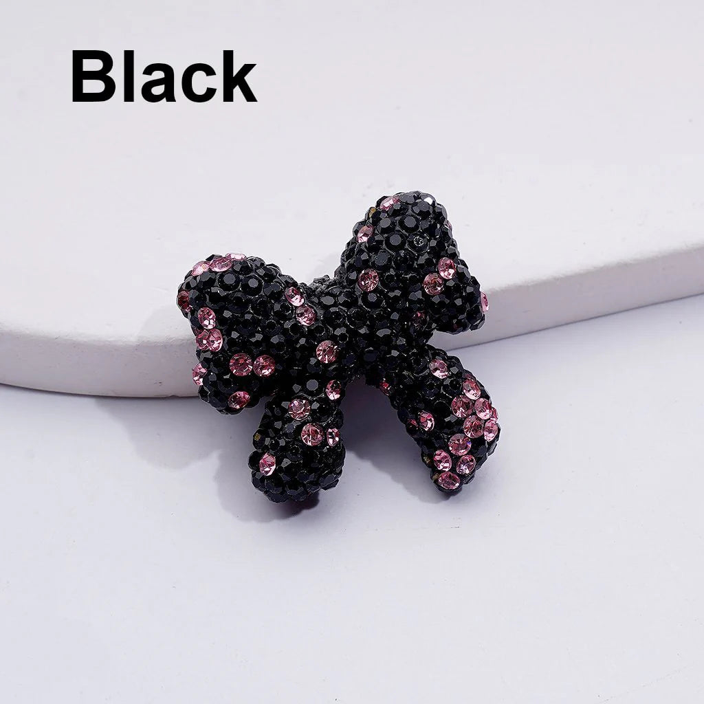 z-Multi-Color Cute Bowtie with AB Rhinestones Clay Beads, 24*26MM, Random Mix