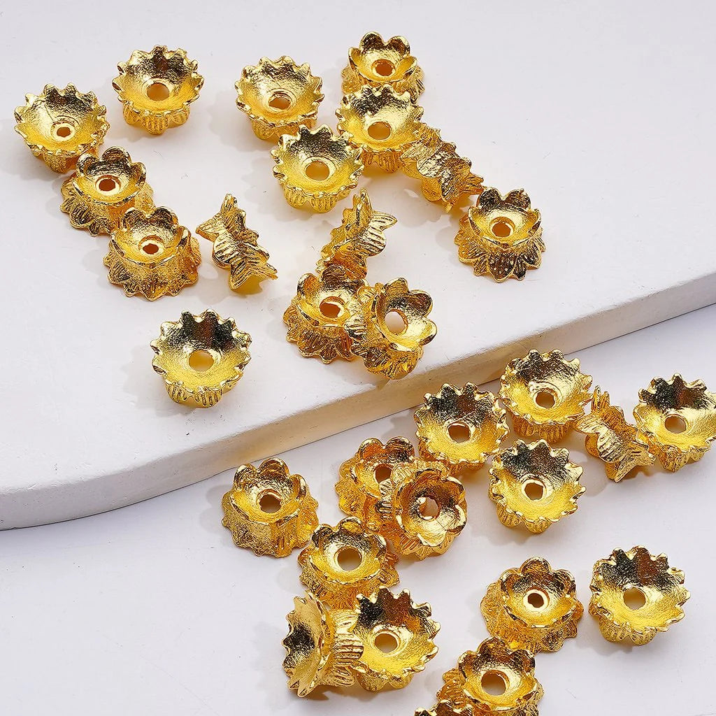 z-Mini Cute Gold Alloy Flower Spacer, 8-10MM, Random Mix