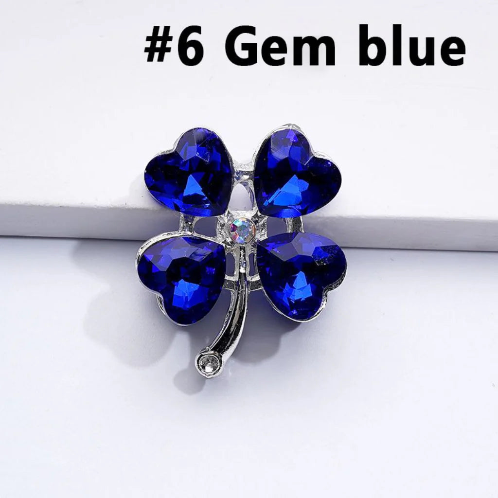 z-Silver Metal Beads Mini AB Rhinestones & Delicate Fancy Four Leaf Clover with Color Hearts and 25×30MM