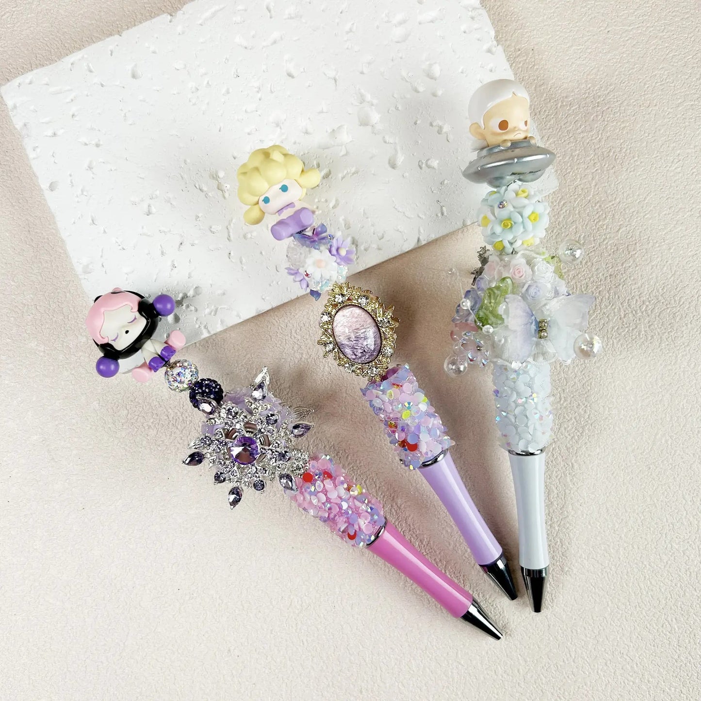 Hand painted beaded glass bead decorative pen