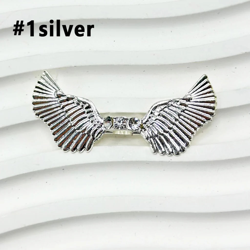 z-Clear Rhinestone Spacers with Angel Wings, 44MM