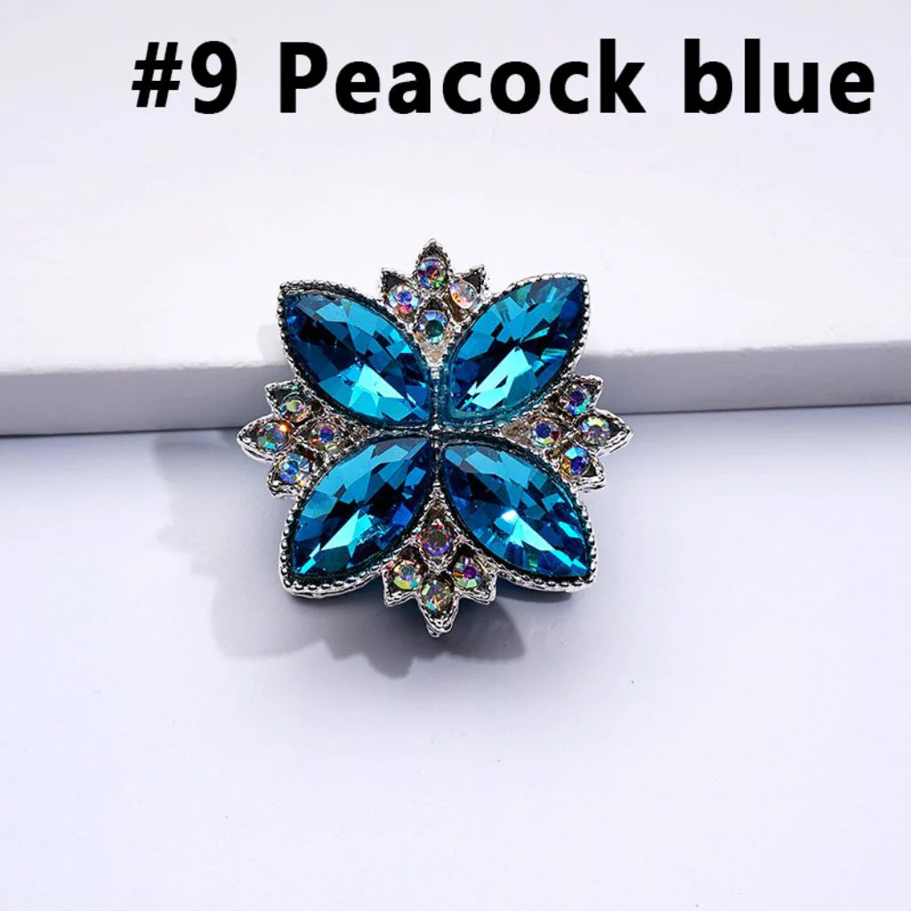 z-Silver Color Metal Beads With Bling Bling Four Leaf Clover with Colorful & AB Rhinestones, 26*26mm