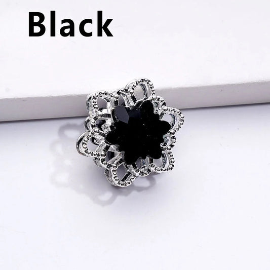 z-Silver Metal Beads Fancy Snowflakes Shape with Bling Bling Multi-Color Shiny Rhinestones, Around 20MM
