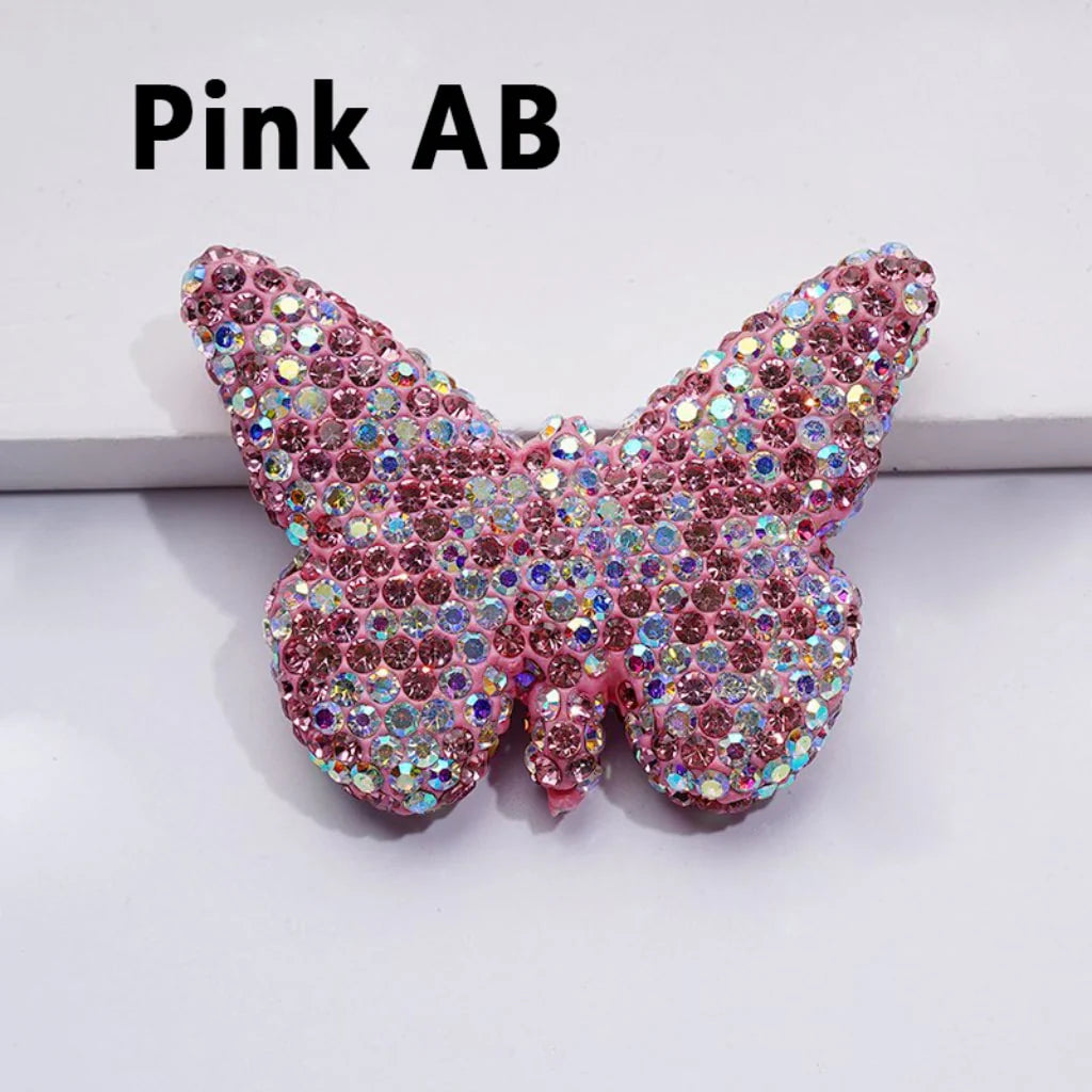 z-Exquisite Multi-Color Butterfly Clay Beads with Shiny Rhinestones, 54*41MM