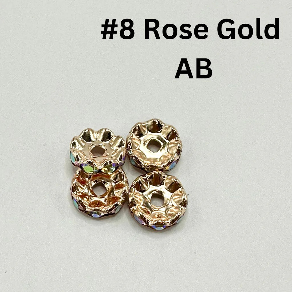 z-Metal Wavy Spacers with Rhinestones in Solid Colors, 12MM
