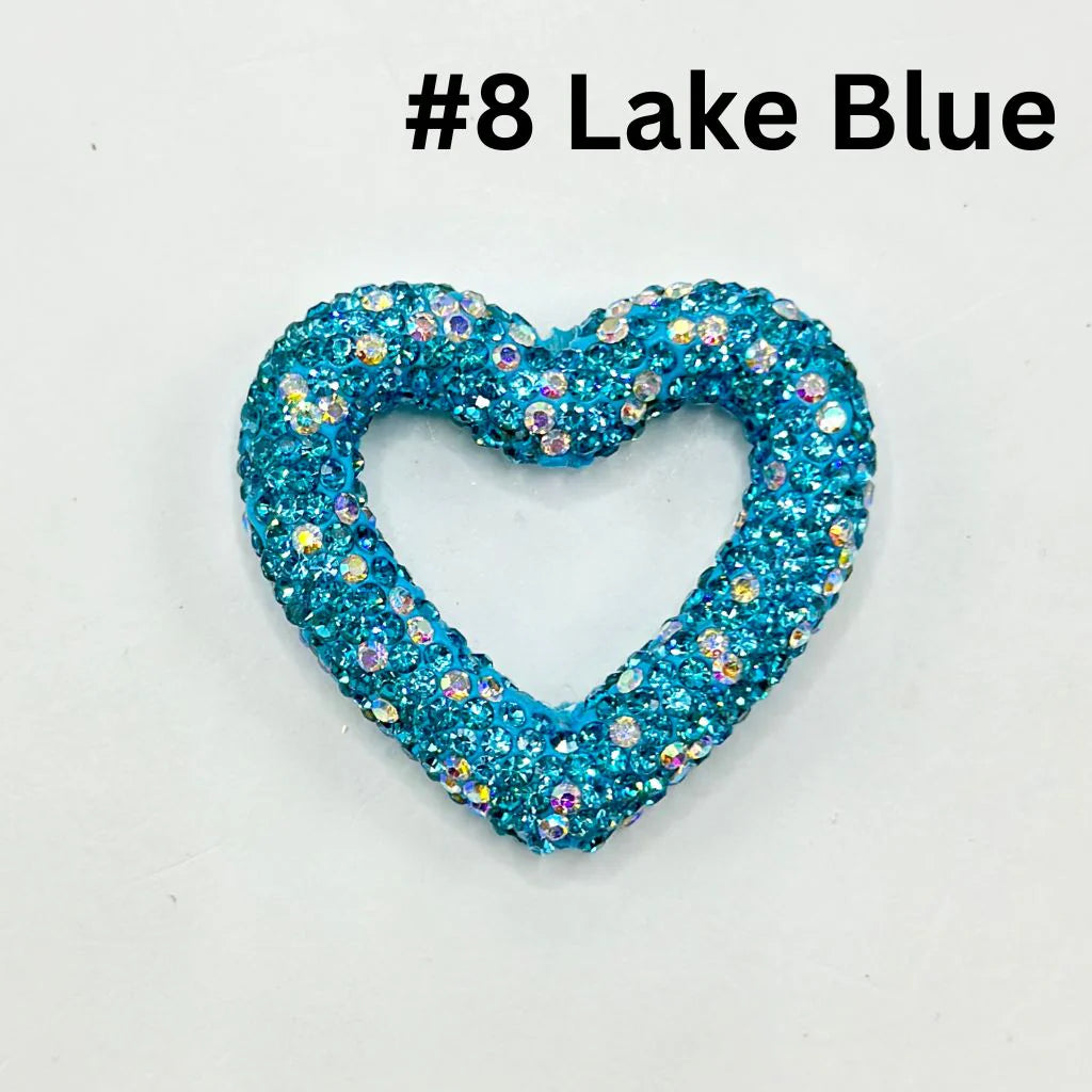 z-Bling Bling Heart Frame Clay Beads with Rhinestones, 48MM by 42MM
