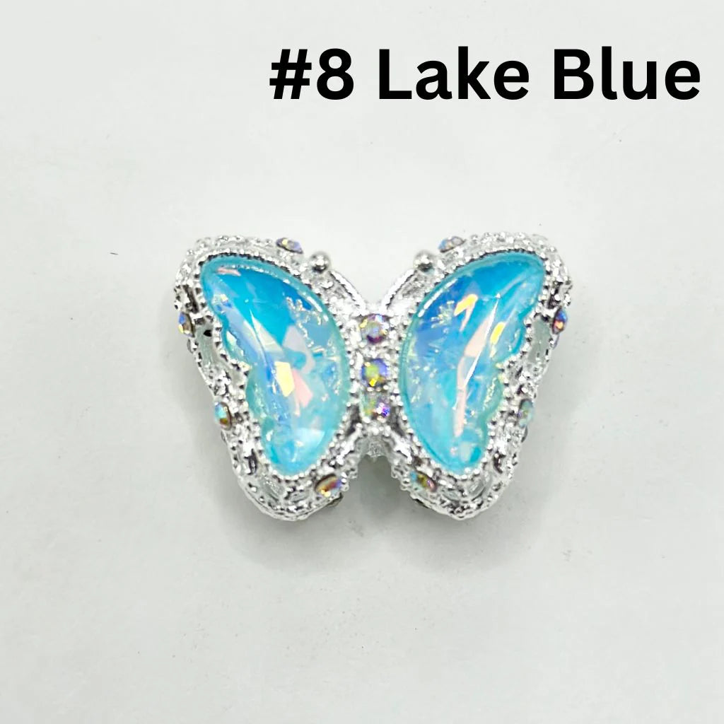 z-Multi Color Metal Beads with Fancy Alloy Hollow Sparkling Rhinestone Butterfly, 20MM by 28MM