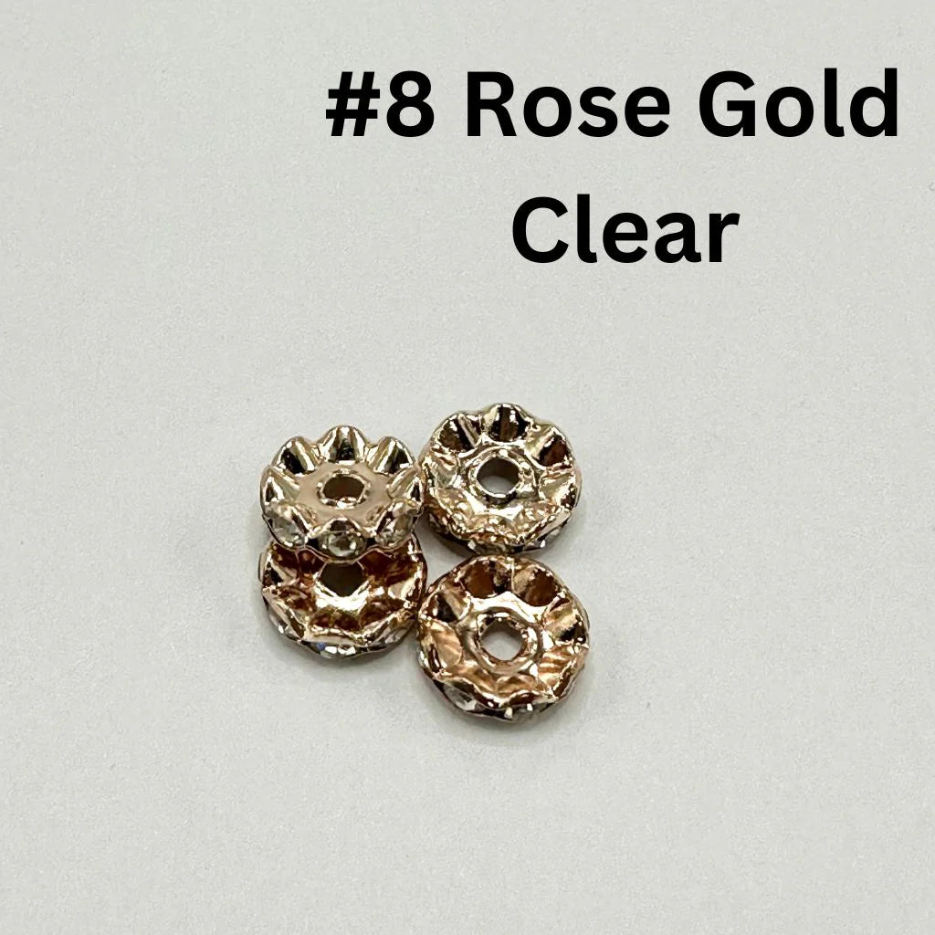 z-Crimp Beads, Metal Wavy Shape Spacers with Rhinestones in Solid Colors, 10mm
