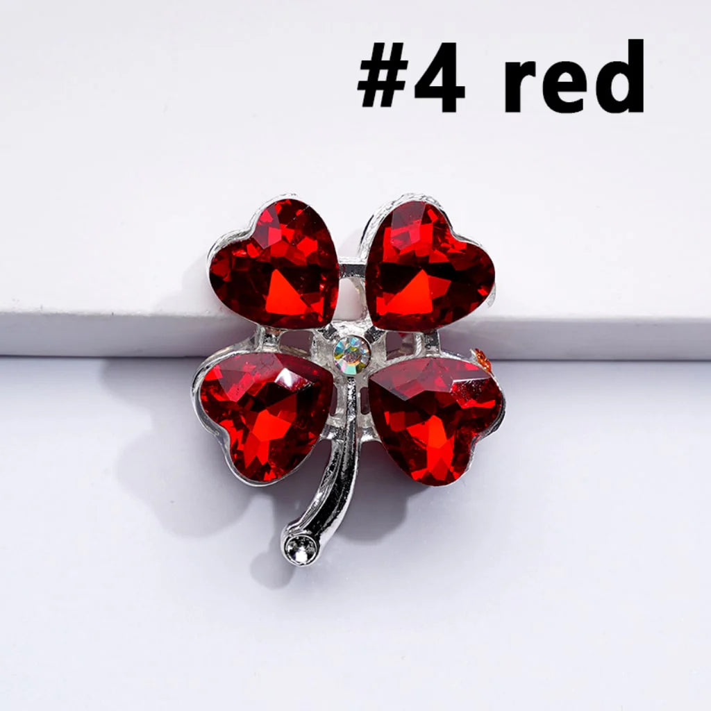 z-Silver Metal Beads Mini AB Rhinestones & Delicate Fancy Four Leaf Clover with Color Hearts and 25×30MM