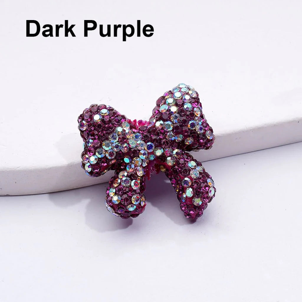 z-Multi-Color Cute Bowtie with AB Rhinestones Clay Beads, 24*26MM, Random Mix