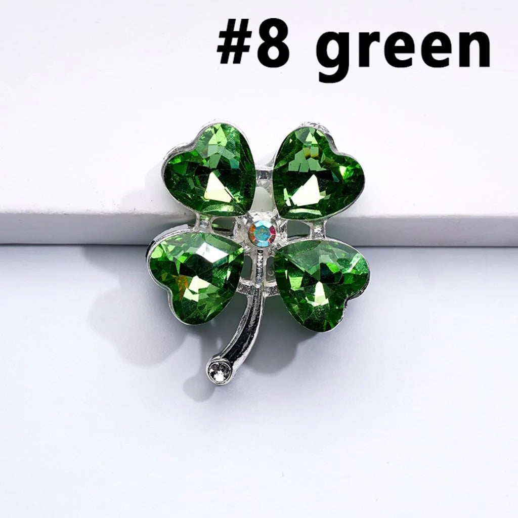 z-Silver Metal Beads Mini AB Rhinestones & Delicate Fancy Four Leaf Clover with Color Hearts and 25×30MM