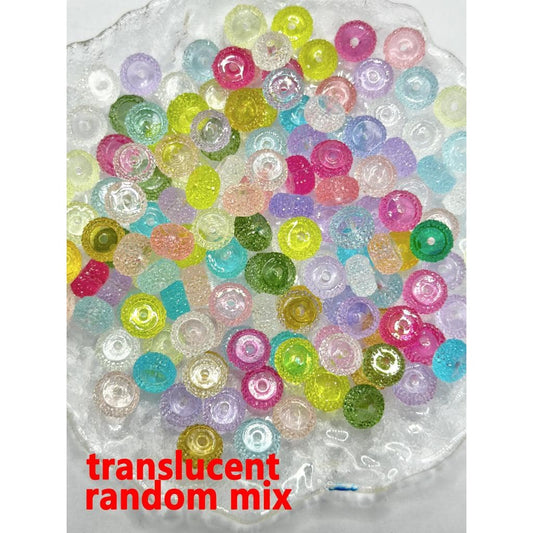 Z-Translucent Color Wheel Acrylic Beads with Sugar Spacer Texture on Side, Random Mix, 12MM