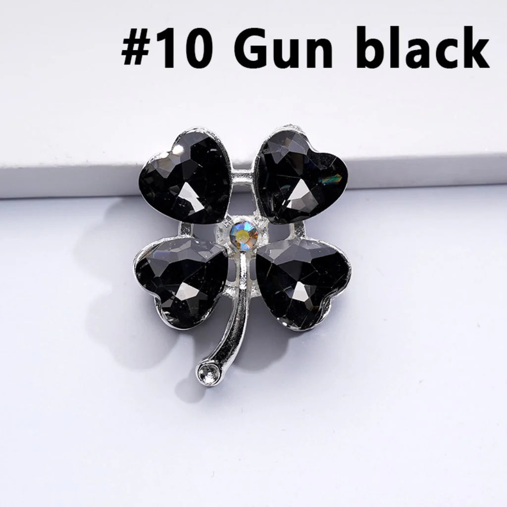 z-Silver Metal Beads Mini AB Rhinestones & Delicate Fancy Four Leaf Clover with Color Hearts and 25×30MM