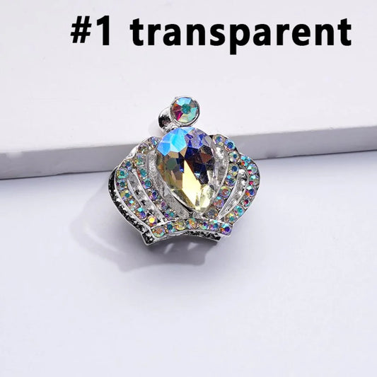 z-Silver Color Metal Beads with Bling Bling Crown with Mini Colorful Water Drops AB Rhinestones 24*23MM