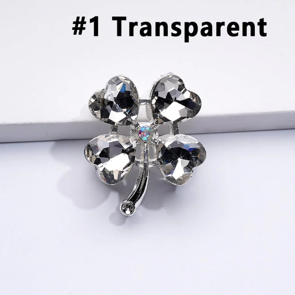 z-Silver Metal Beads Mini AB Rhinestones & Delicate Fancy Four Leaf Clover with Color Hearts and 25×30MM