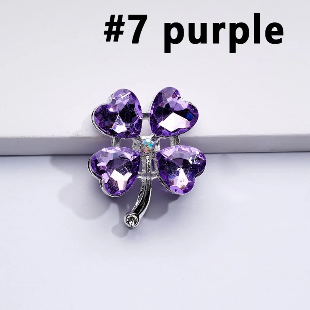 z-Silver Metal Beads Mini AB Rhinestones & Delicate Fancy Four Leaf Clover with Color Hearts and 25×30MM