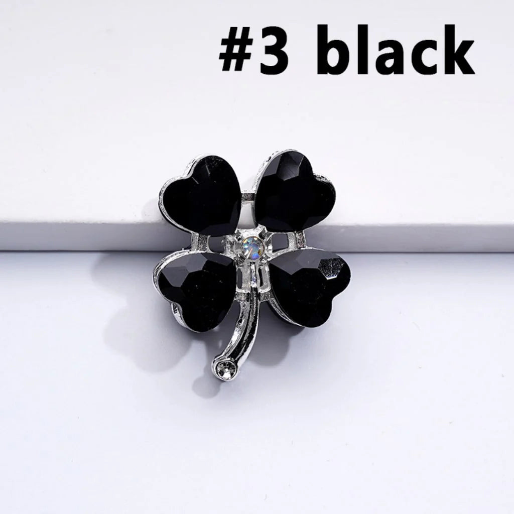 z-Silver Metal Beads Mini AB Rhinestones & Delicate Fancy Four Leaf Clover with Color Hearts and 25×30MM