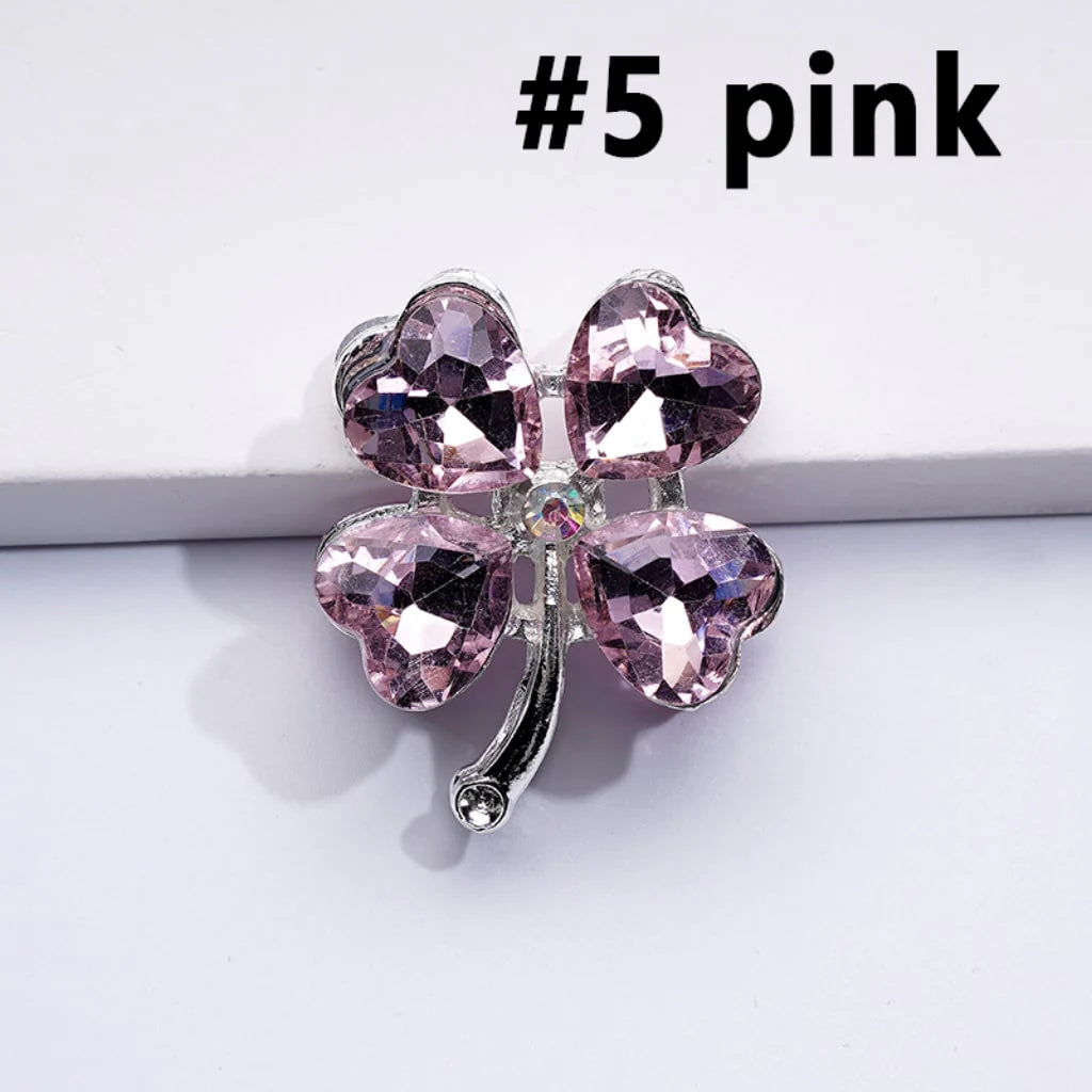 z-Silver Metal Beads Mini AB Rhinestones & Delicate Fancy Four Leaf Clover with Color Hearts and 25×30MM