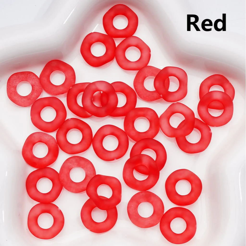 z-Multi-Color Translucent Frosted Large Hole Wavy Shape Acrylic Spacer Beads, 16MM (Single Color is only available for 500pcs(Whole bag))