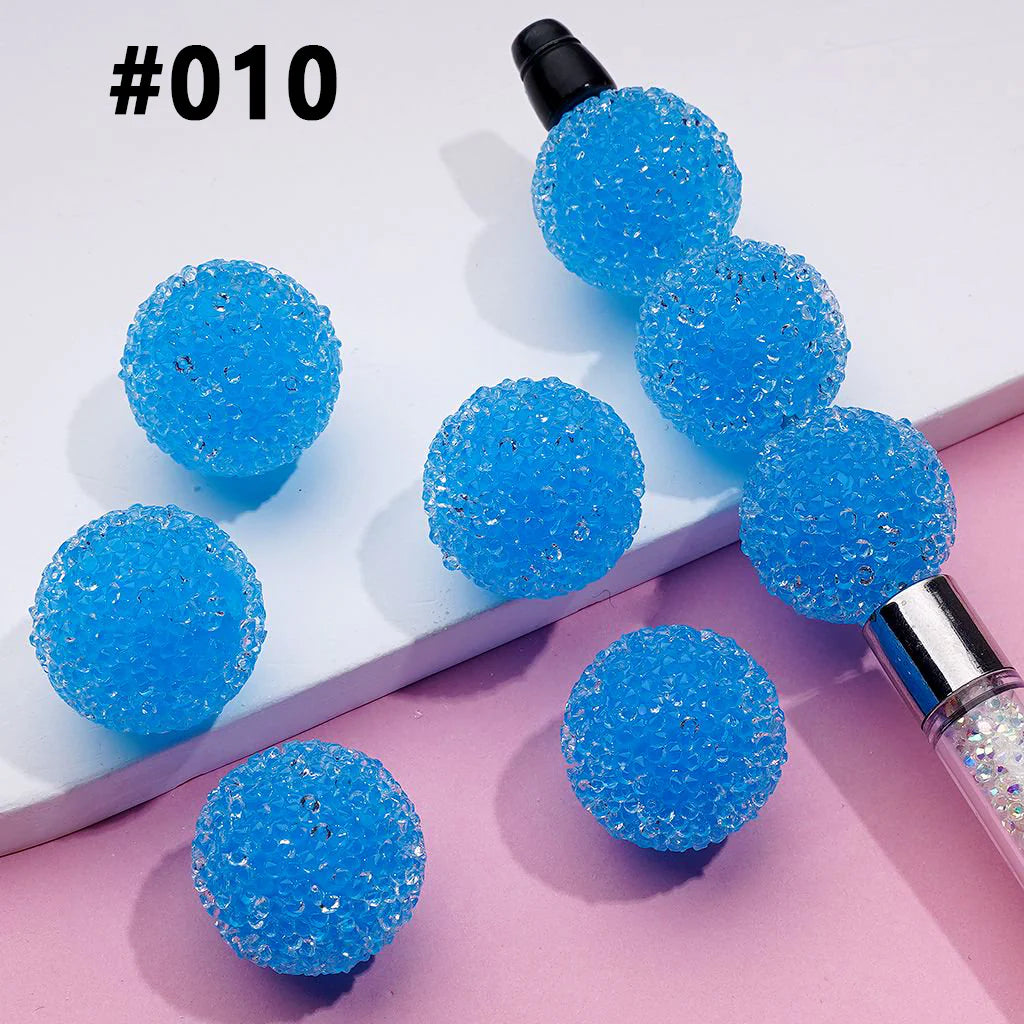 z-Hard Sugar Beads in Solid Colors Clear Rhinestones Candy Round 20mm