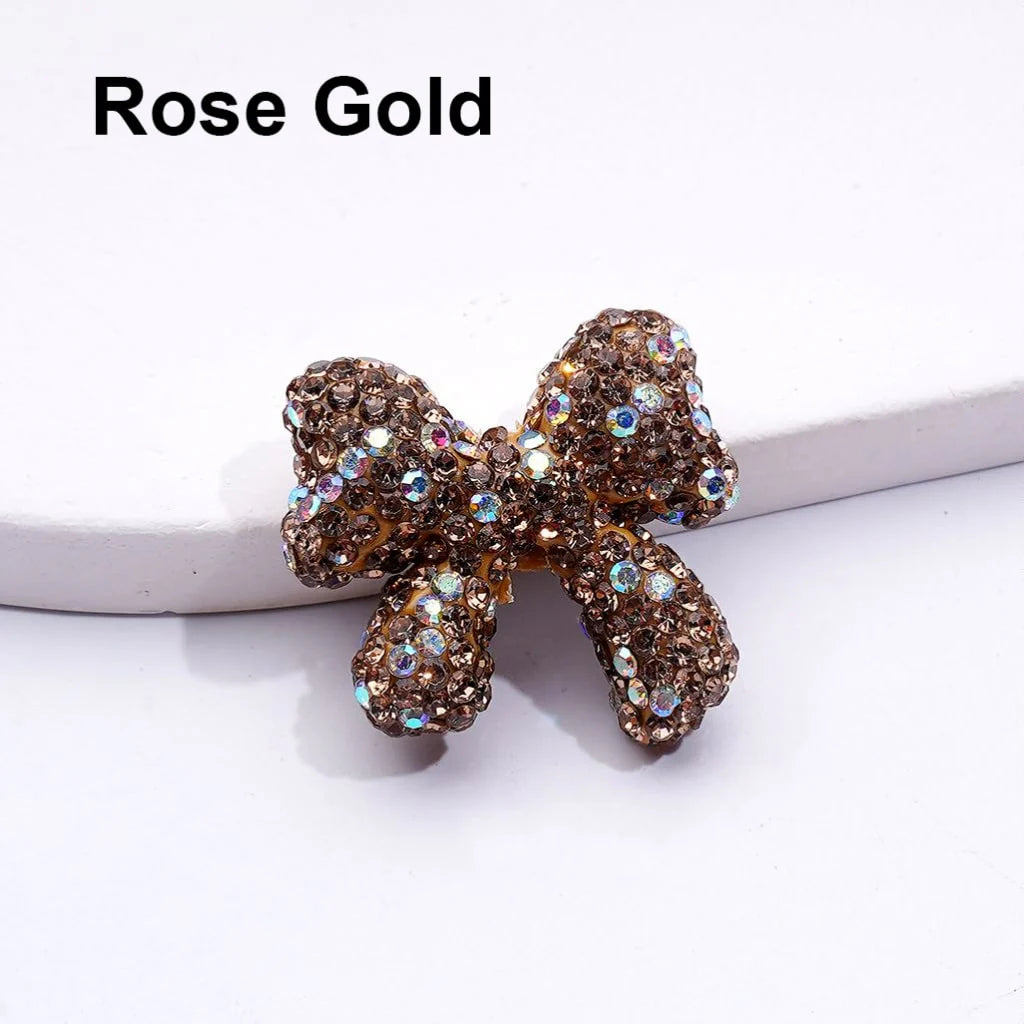 z-Multi-Color Cute Bowtie with AB Rhinestones Clay Beads, 24*26MM, Random Mix