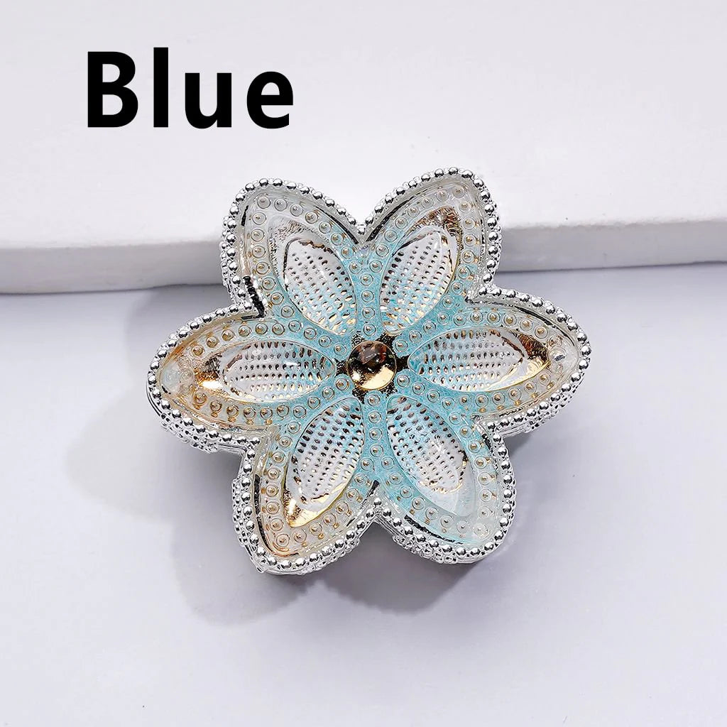 z-Silver Metal Beads Fancy Hexapetalous Flower with Bling Bling Colorful & Shiny Rhinestones 32MM