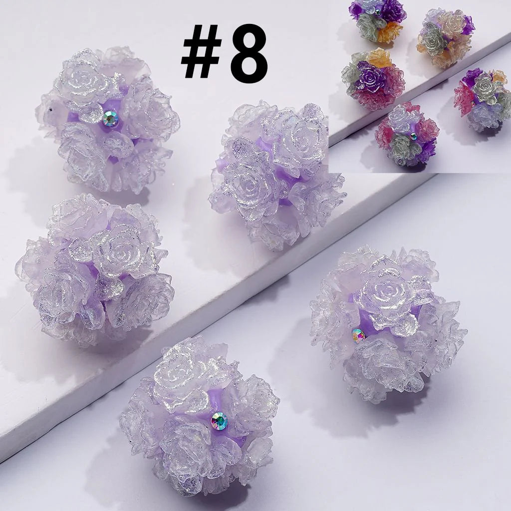 z-Color Changing Cute Glitter Soft Flowers AB Rhinestones Round Clay Beads, Around 24MM