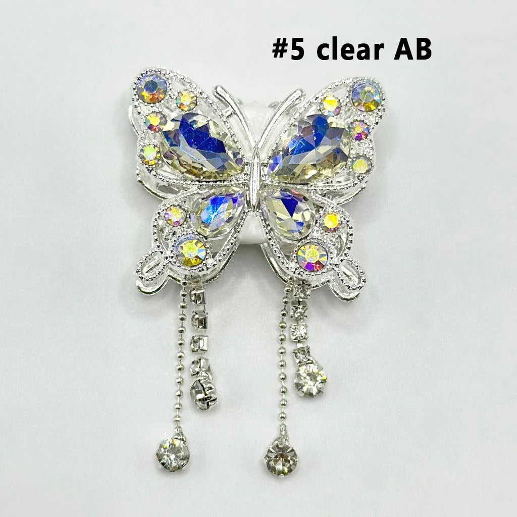 z-Bling Bling Butterfly Fancy Alloy Clay Beads with Rhinestones and Pendants Chains, 34MM by 40MM
