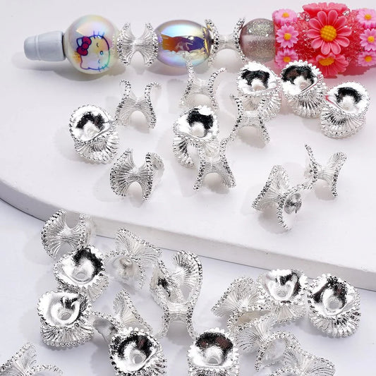 z-Silver Metal Beads Wavy Shape Fancy Alloy Double-Layer Rondelle Spacer, Around 12*10MM