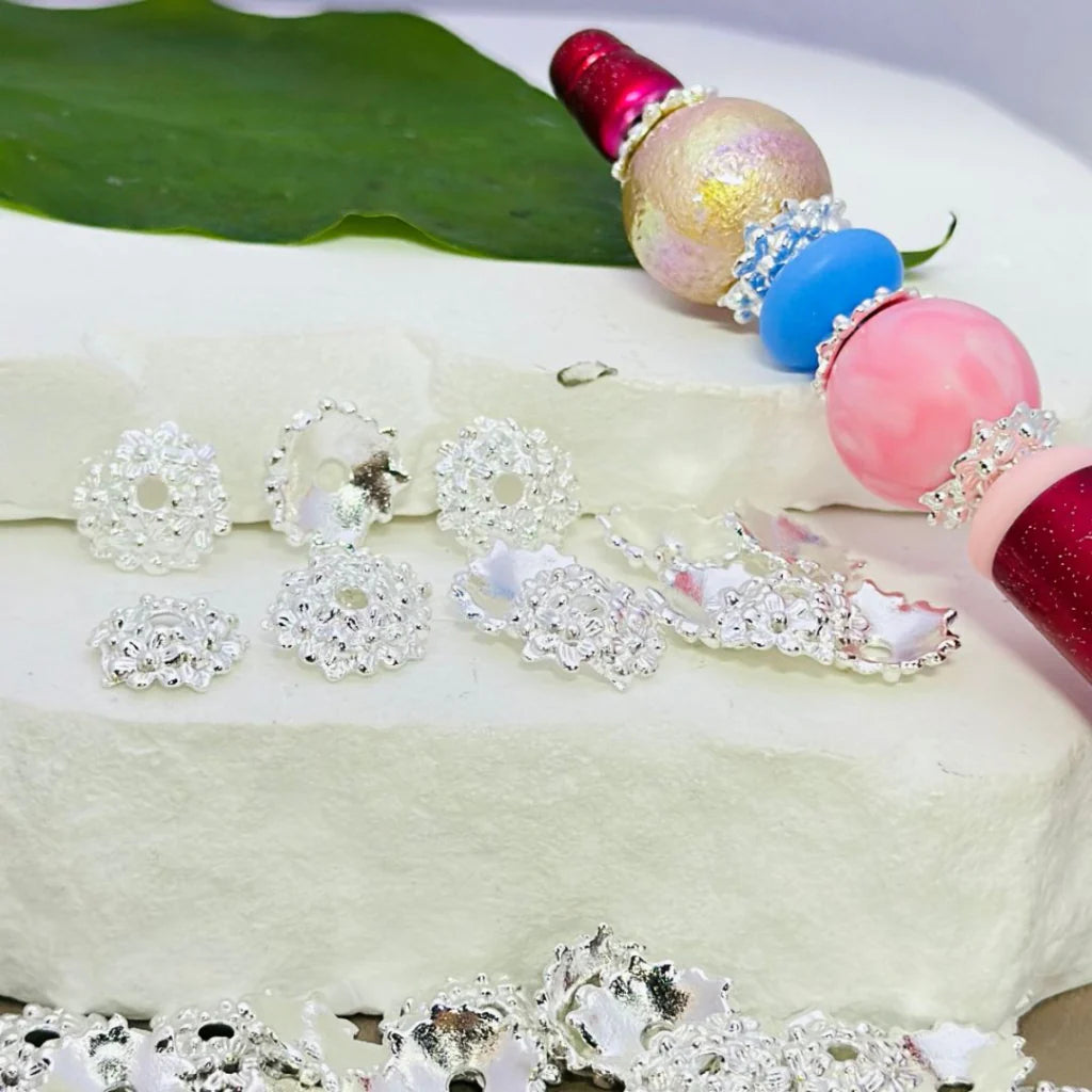z-Delicate Gold & Silver Metal Flower Bead Cage Caps Spacers, 12MM