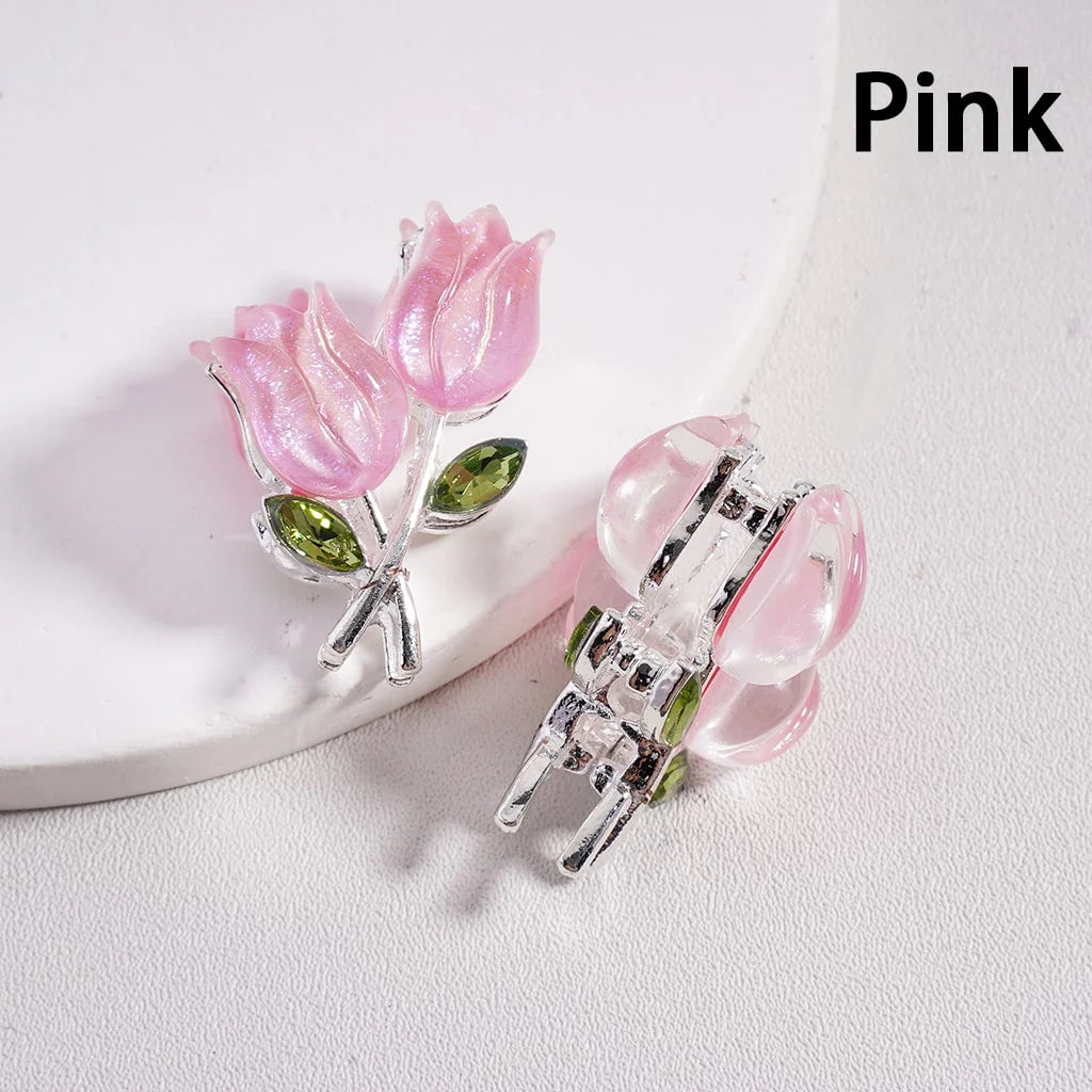 z-Silver Color Metal Beads with Fancy Alloy Cute UV Coating Tulip Flower, 21*29MM