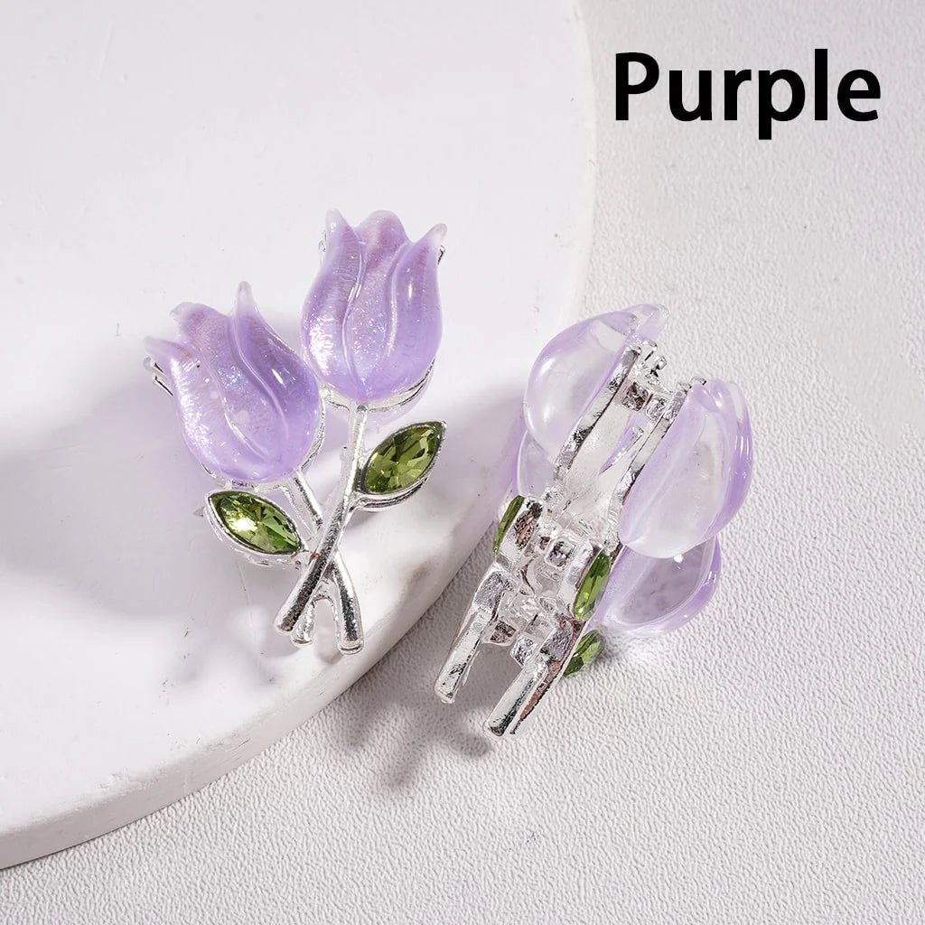 z-Silver Color Metal Beads with Fancy Alloy Cute UV Coating Tulip Flower, 21*29MM